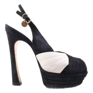 Yves Saint Laurent Black and White Women's Slingback Heels